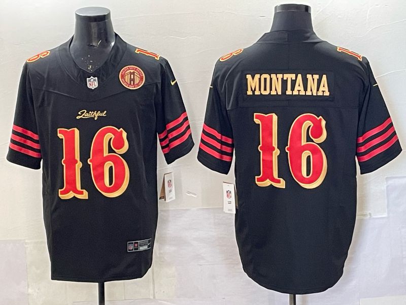 Men 2025 San Francisco 49ers #16  Montana black 5th generation Nike Limited NFL Jersey style  0018->san francisco 49ers->NFL Jersey